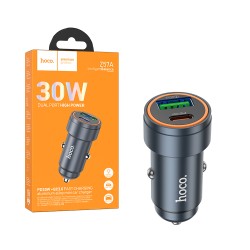 Hoco Car Charger Z57A Glorious 2 Port USB+Type-C 30W Metallic Gray Hoco Car Charger Z57A Glorious 2 Port USB+Type-C 30W Metallic Gray